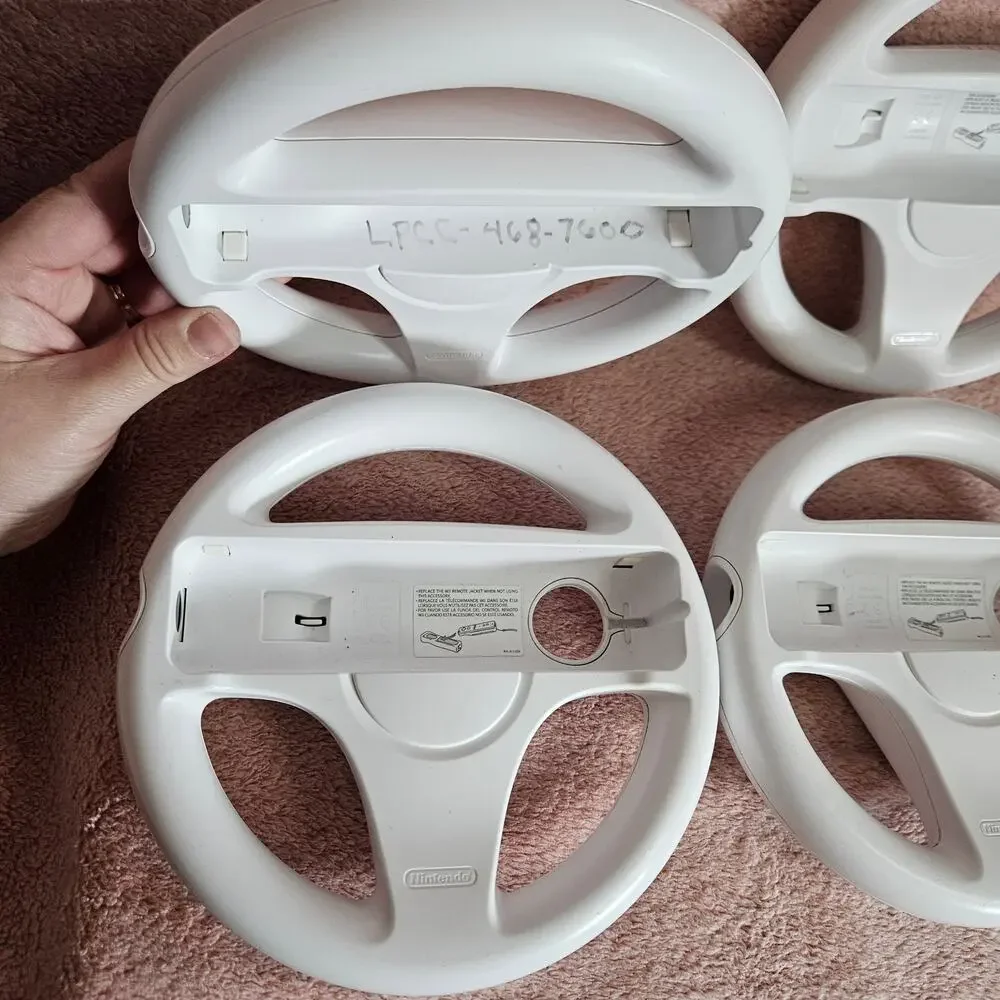 4 Nintendo Wii Steering Wheel Racing Controller Attachments for Mario Kart Set
